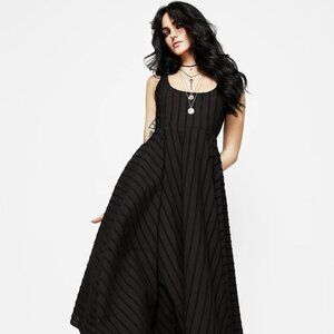 NWT Disturbia Women's Blythe Handkerchief Hem Midi Dress, Size 2 - Black Goth